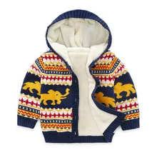 Детский свитер и свитер для мальчиков, пальто-кардиган для зимы, детская одежда с хлопковой подкладкой