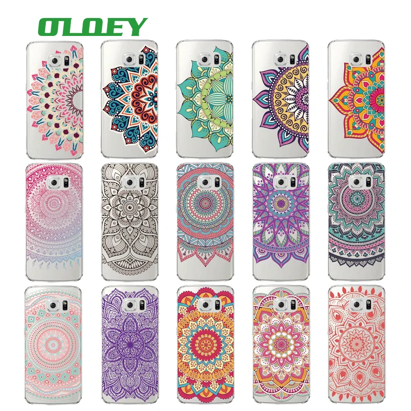

OLOEY Vintage Indian Floral Henna Mandala Yoga Soft TPU Phone Case Cover Coque Fundas For Samsung Galaxy J5 A5 S6 S7 Edge S8 S9
