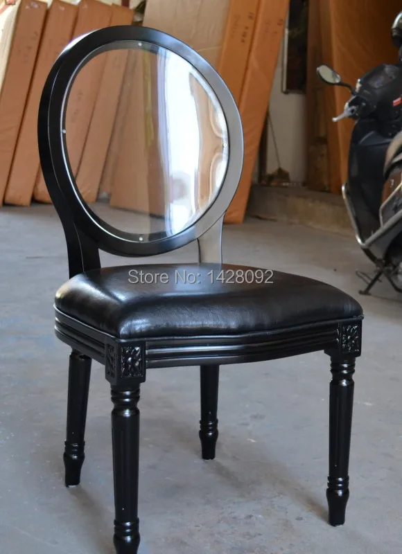 كريستال شفاف عودة الخشب لويس الزفاف الطعام كرسي LQ-L5881R