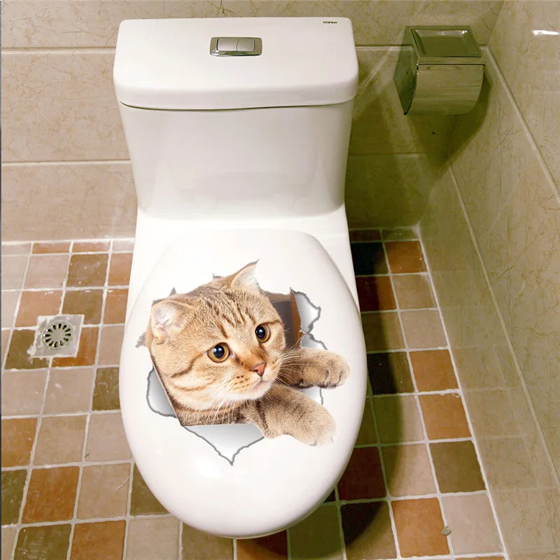 14200 Cat Vivid 3D smashed Switch Wall Sticker Bathroom Kicthen Decorative/New 