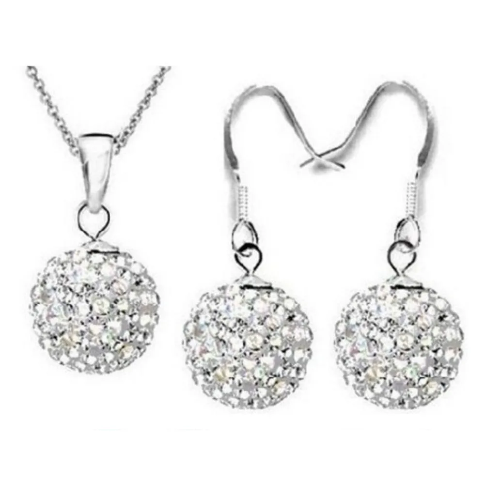 Freeshipping chic Jewelry set women's fashion white crystal ball drop