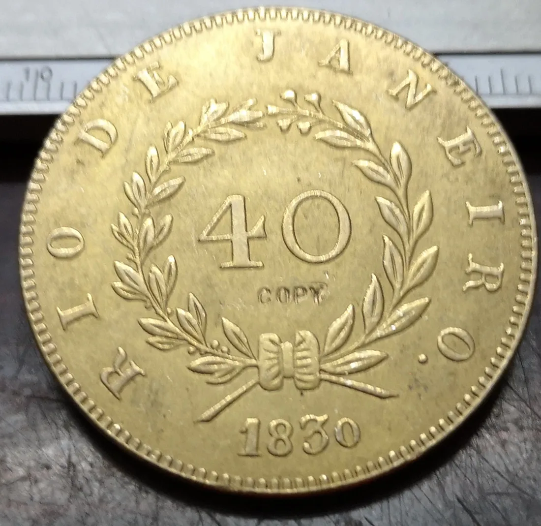 

1830 Brazil 40 Reis-Maria II Trial Strike Pattern Copper Copy Coin