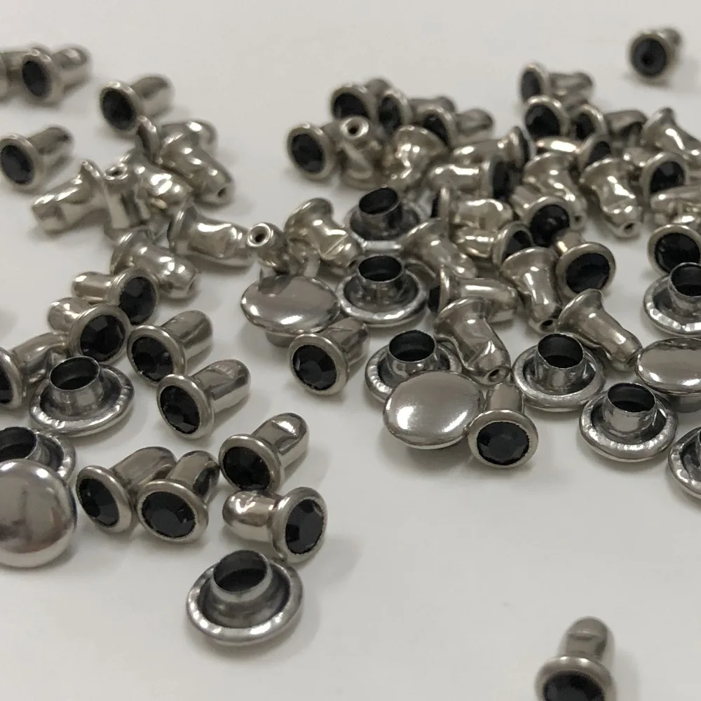 New Coming 100PCS 4MM Black CZ+++ Hardware Rivets Crystal Rivets