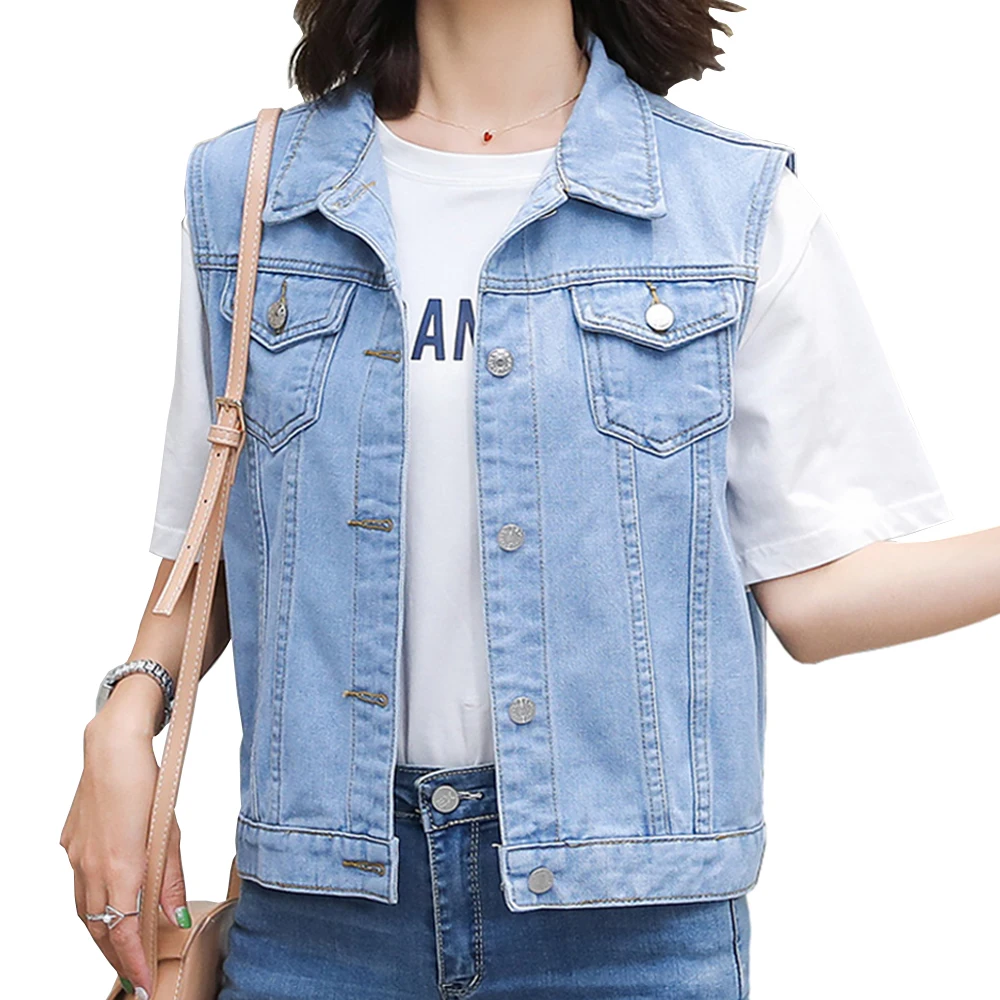 Most effective  Denim Jeans Jacket Summer Autumn Sleeveless Casual Short Jackets Chaqueta Mujer Casaco Jaqueta Femi