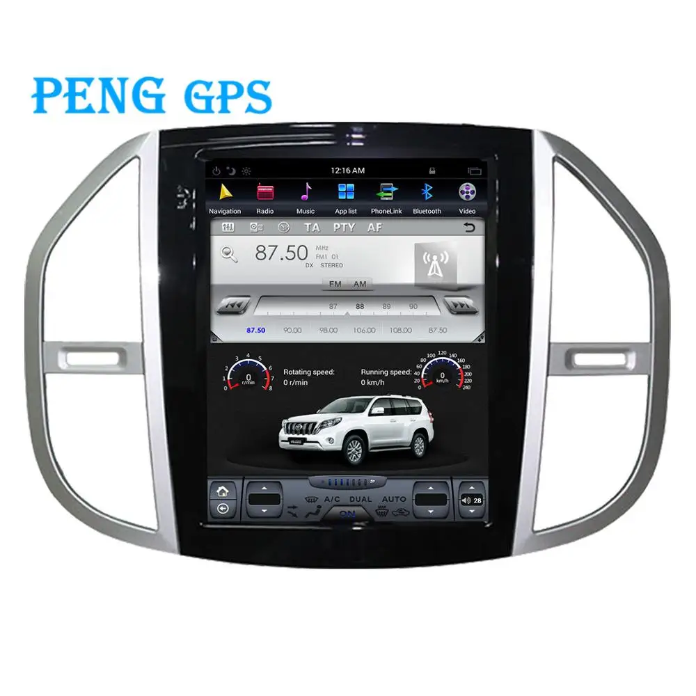 12." Tesla Car Radio Vertical Screen For Mercedes-Benz Vito+ 2Din GPS Navigation Recorder Headunit Multimedia Player 2+64G