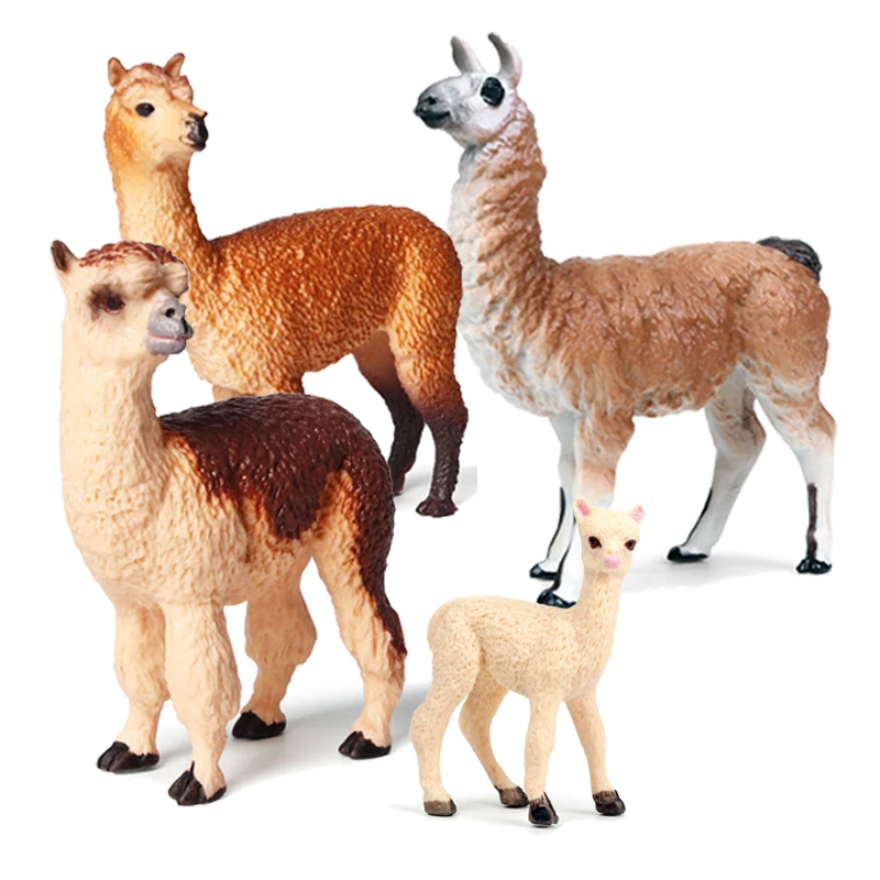 

4 Styles Action Figures Cute Alpaca Vicugna Pacos Alpaca Farm Baby Animals Model Animal Figurines Toy For Kids Gift Children