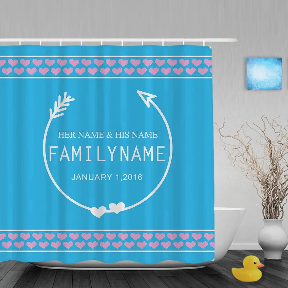 Personalized Names Monogram Wedding Shower Curtain Custom Bathroom