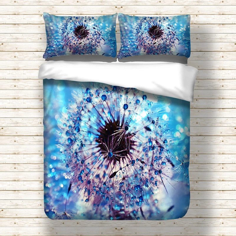

Flower bed linen set comfortable bedding set Twin Full Queen King UK Double Sizes Blue 3D HD print new 3pcs hot sale
