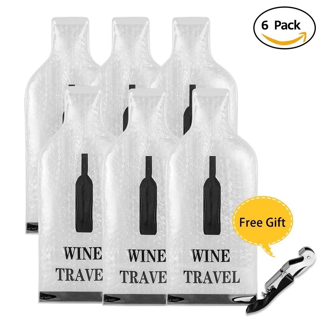 Защитный рукав для винных бутылок-многоразовые и переносные дорожные сумки для вина-безопасная транспортировка герметичная-с подарочной открывалкой для вина - Цвет: 6 Pack