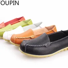 В Новинка г. из мягкой кожи на плоской подошве для вождения круглый носок женская обувь для отдыха Мокасины Женская обувь