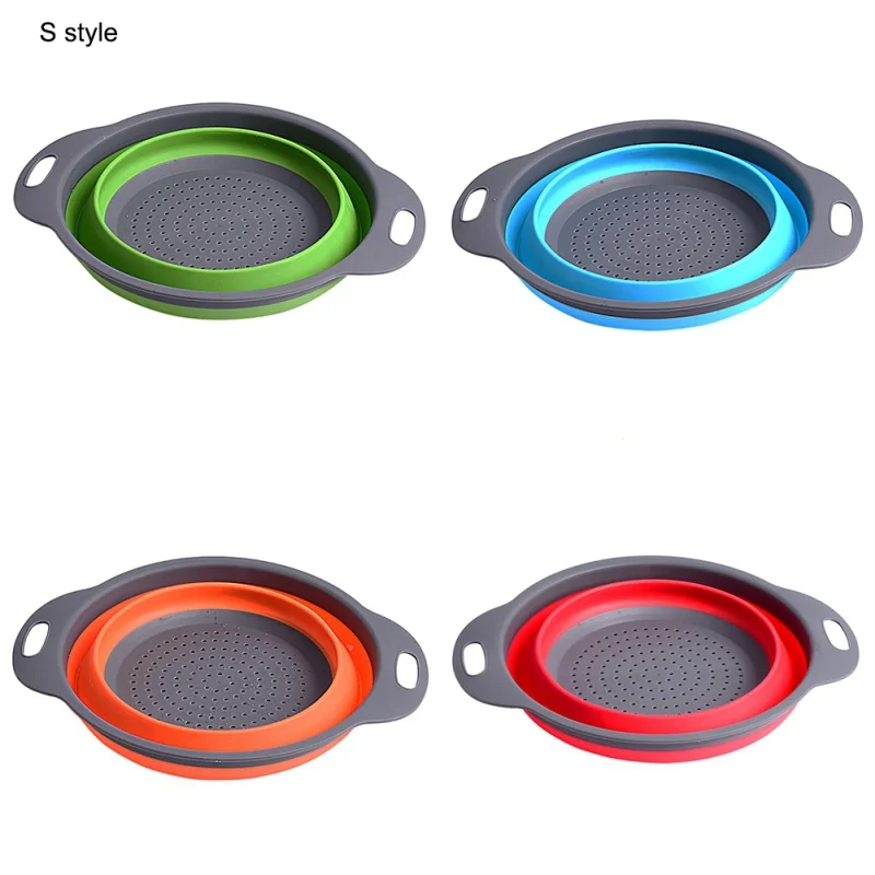 

Silicone Strainer Folding Fruit Vegetables Washing Basket Drainer Kitchenware Tools