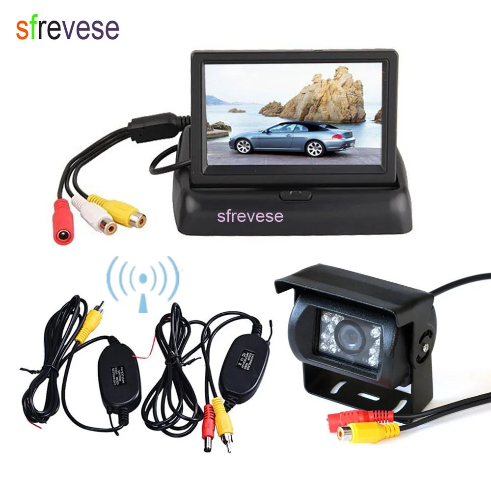 HD Night Vision Wireless Car Reversing Camera Kit Rear View LCD Monitor 4.3