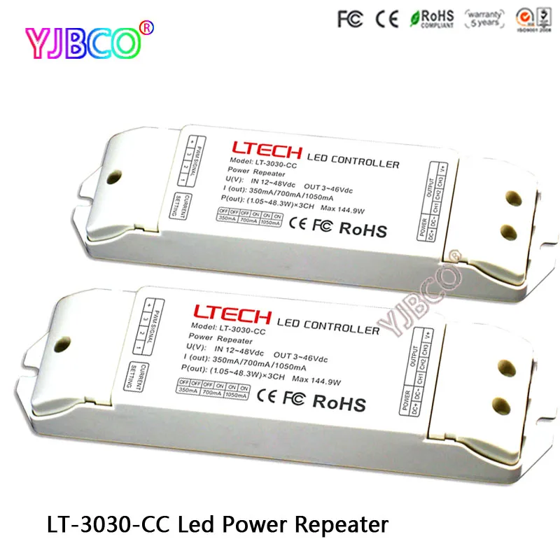 

LED controller LT-3030-CC Led CC Power Repeater(amplifier);DC12-48V input;CC 350/700/1050mA 3 in 1*3CH output for led lamp