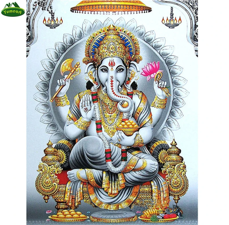 

YUMEART 5D Diy Diamond Painting Cross Stitch Hinduism Ganesh Crystal Diamond Sets Unfinished Square Diamond Embroidery Religion