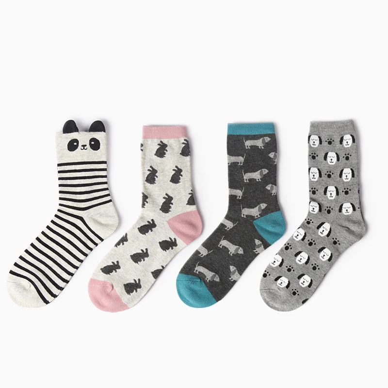 CHAOZHU Childlike Cotton Women Girls Autumn Winter Cute Socks Cartoon Animals Duck/Dog/Dots Patterns Promotion Best Price Socks
