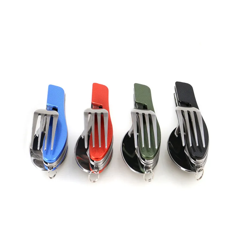 

Family 3 in 1 Folding Portable Stainless Steel Camping Picnic Cutlery Knife Fork Tableware Travel Kit