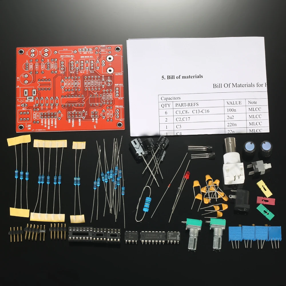 

FG8038(ICL8038) Function Signal Generator DIY Kit Square/Triangle/Sine Wave Output 3Hz-300kHz Adjustable Frequency Amplitude