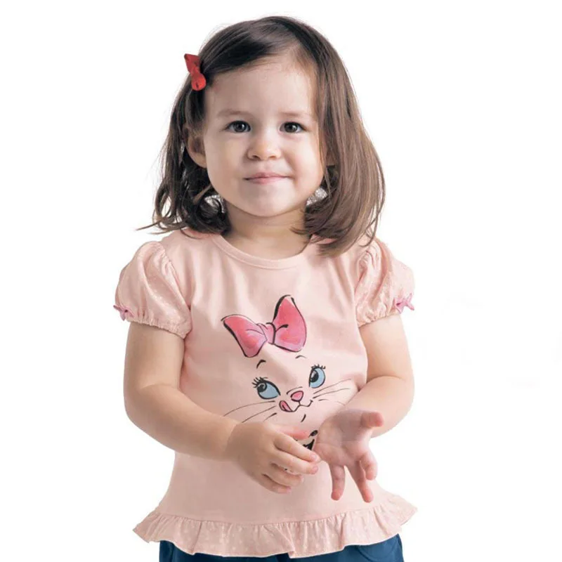 Футболка для девочек детская одежда; Футболка Camiseta vetement enfant fille; топы для девочек с принтом животных; Детская Футболка roupas infantis menina