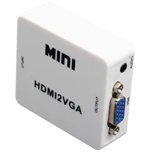 10 PCS Free Shipping 1080p HDMI to VGA Audio Adapter Converter Cable for Laptop,DVD Player,Tablets White