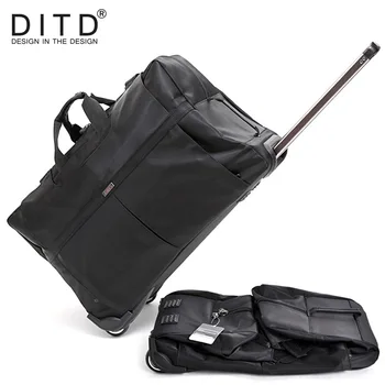 

DITD 24"28"32" Large Waterproof Duffle bag Trolley Bag Fold nylon Rolling Trolley Luggage Bag Travel Bag Checked Hand Luggage