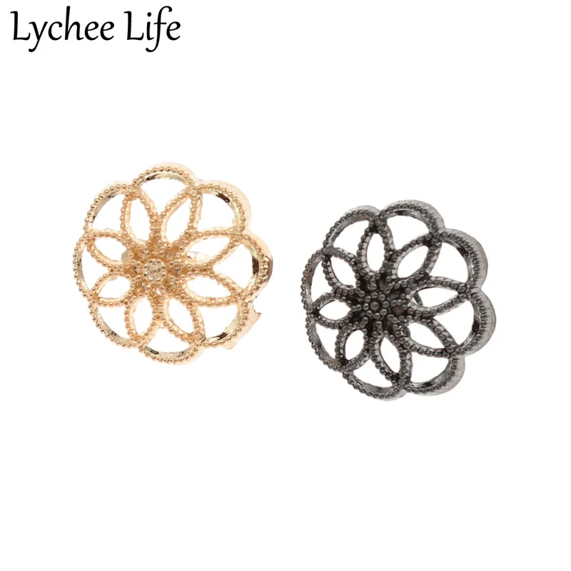 

Lychee Life 5pcs Metal Decorative Button Flower Lace Jeans Button DIY Clothing Factory Family Decoration Gift Collection