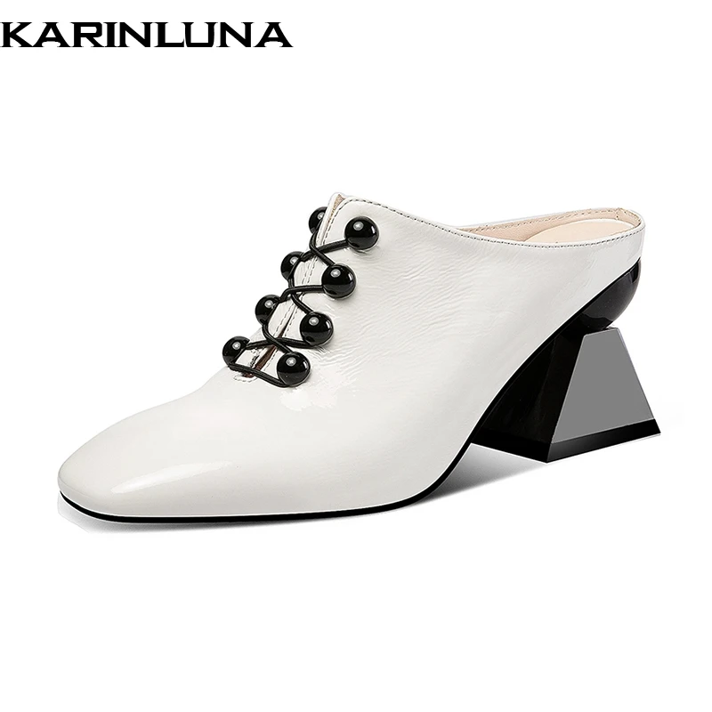 

KarinLuna fashion hot sale square elegant Pumps woman shoes strange style Slip On summer mule shoes woman pumps female