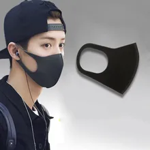 Дышащий, пылезащитный, легко дышать, мужчины и женщины, прилива, анти-туман, черная стерео мягкая маска из губки над ухом