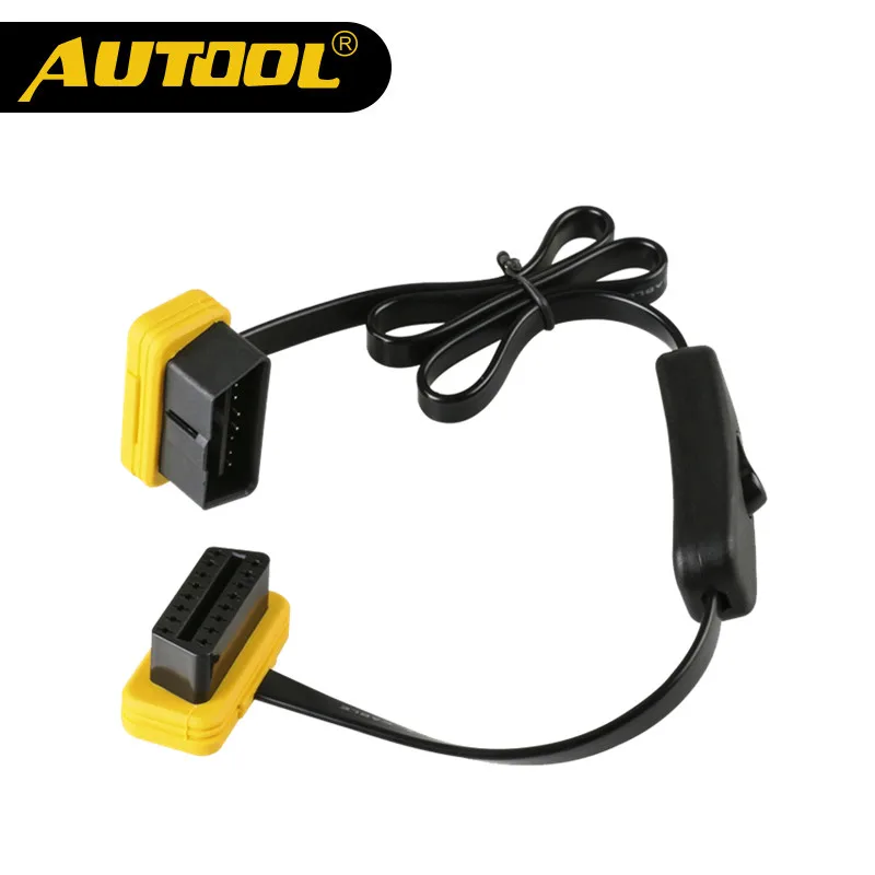 AUTOOL автомобильный OBD2 кабель-удлинитель с переключателем Авто OBD 2 ELM327 адаптер Удлинительный разъем 60 см ELM 327 удлинительные кабели 16 контактный провод