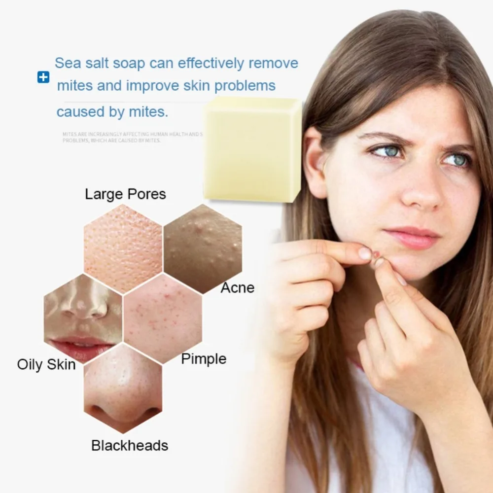 100g Sea Salt Soap Cleaner Removal Pimple Pores Acne Treatment Goat Milk Moisturizing Face Care Wash Basis For Soap Savon Au Hot