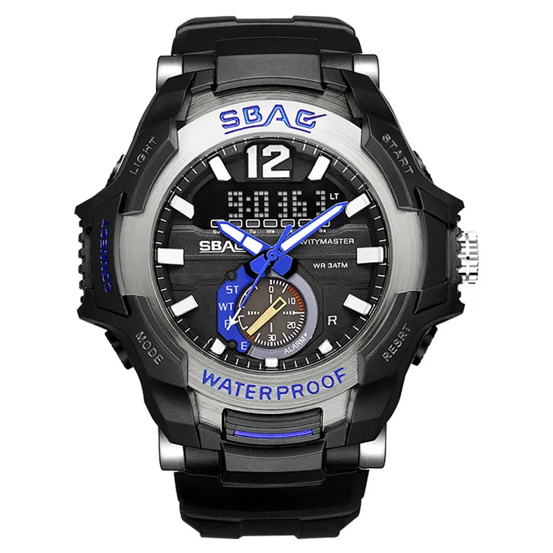 Роскошные модные мужские часы цифровой военный спортивный светодиодный водонепроницаемый наручные часы электронные часы Горячая relogio masculino reloj hombre# F - Color: Blue