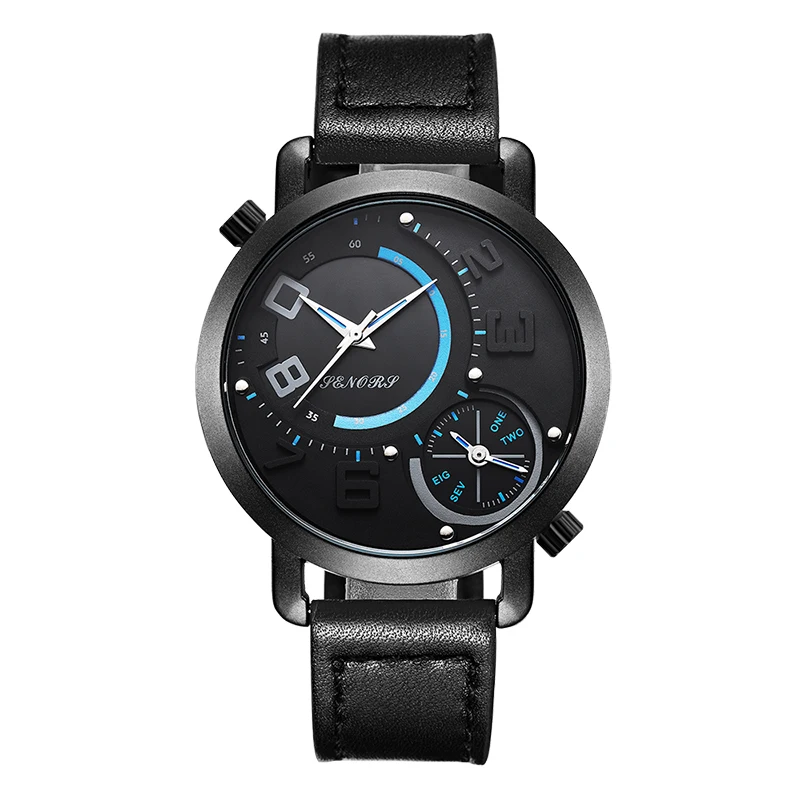 

watch unisex men'swatchesfashion casualSport Quartz Watches Men Dual Time Zone Men Wrist Watches Creative Leather Military W