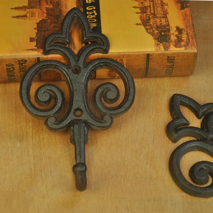 

6 Cast Iron Hanger Wall Mounted Flower Metal Hook Home Garden Key Coat Rack Vintage Hooks Home Porch Hall Decoration Hanging