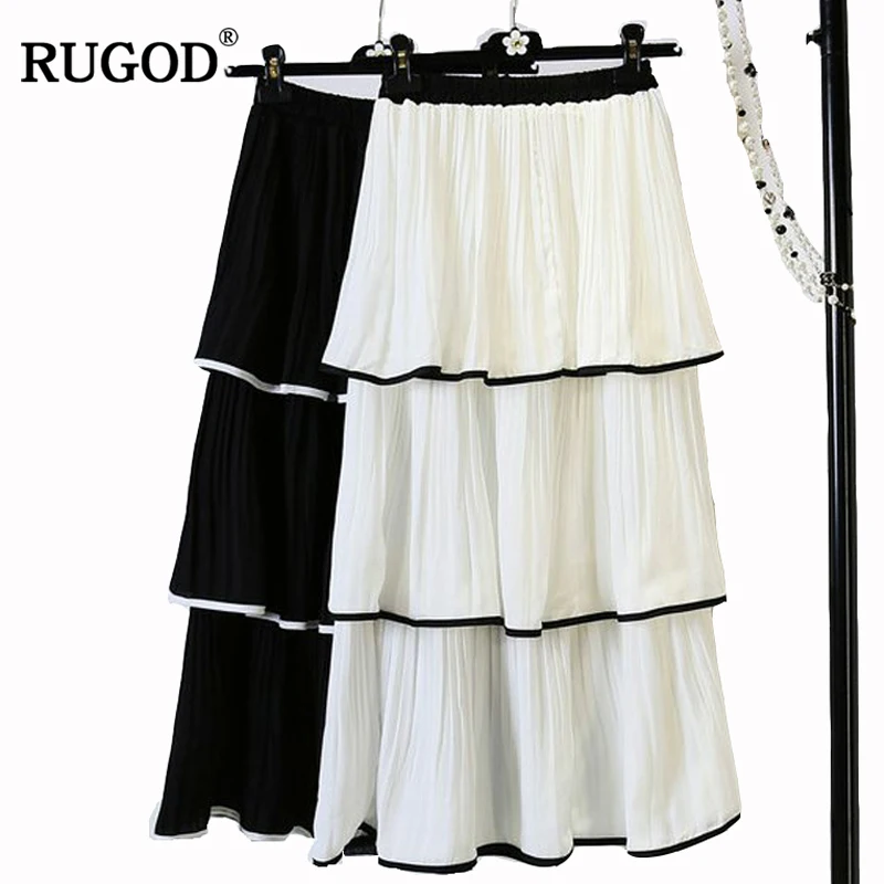 RUGOD женские юбки для торта элегантная белая каскадная юбка с оборками Повседневная Высокая эластичный шифоновый пояс юбка Saias летние юбки