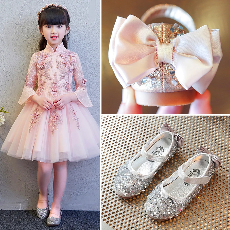 Праздничная обувь для маленьких девочек; цвет серебряный, золотой, розовый; блестящая обувь для вечеринки и свадьбы; обувь на плоской подошве для маленьких принцесс с блестками; модельные туфли для выступлений для девочек