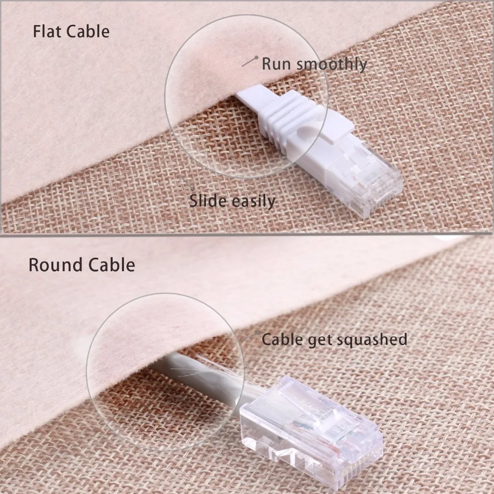 30M  Pure copper wire CAT6 Flat UTP Ethernet Network Cable RJ45 Patch LAN cable black white color