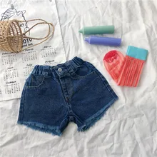Г., Новое поступление, летние хлопковые однотонные повседневные модные Универсальные короткие джинсы в Корейском стиле, штаны для милых маленьких мальчиков и девочек