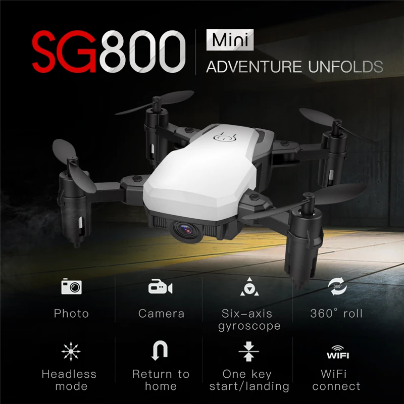 

Foldable SG800 Mini Drone With WiFi Camera FPV Selfie Dron Altitude Hold RC Helicopter Quadcopter VS E58 SG700 XS809HW