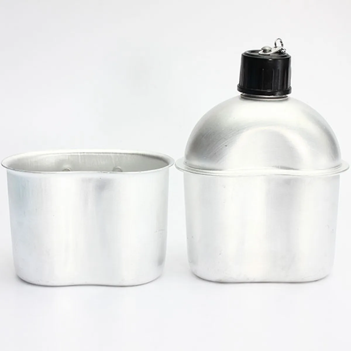 800 mL deporte al aire libre militar de aluminio de la botella de agua de acero inoxidable cantina jarra + verde del ejército de tela cubierta Camping Picnic vajilla