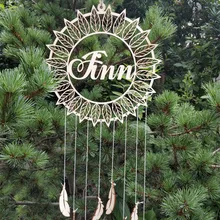 Персонализированные пользовательские имя знак деревянный Dream Catcher стене висят украшения детской Dream Catcher Baby Shower подарок свадебный Декор