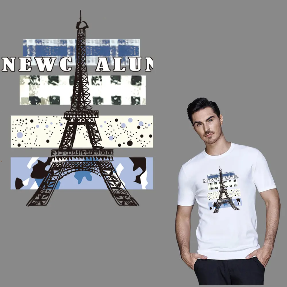 

The Eiffel tower Paris iron on transfer for clothing iron on patches applique badge thermal transfer diy sticker washable cheap