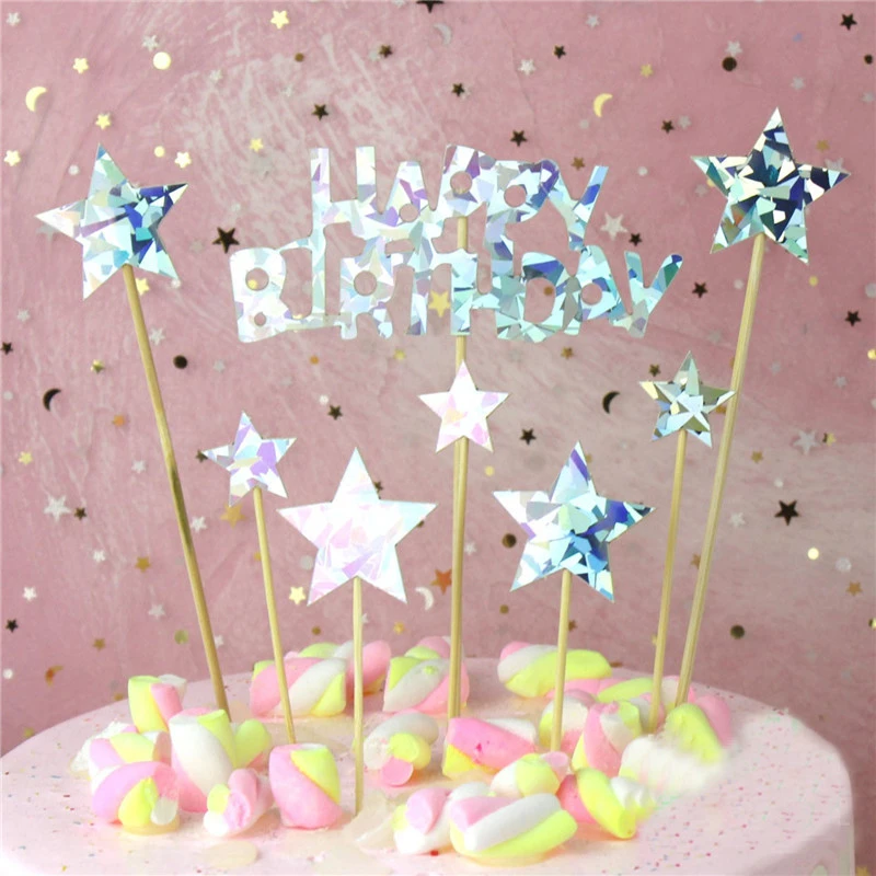 Etoile Scintillante Or Scintillante Decoration De Table Pour Enfants Noir Cadeau D Anniversaire Pour Bebe Patisserie Soiree Dessert Decoration De Gateaux Aliexpress