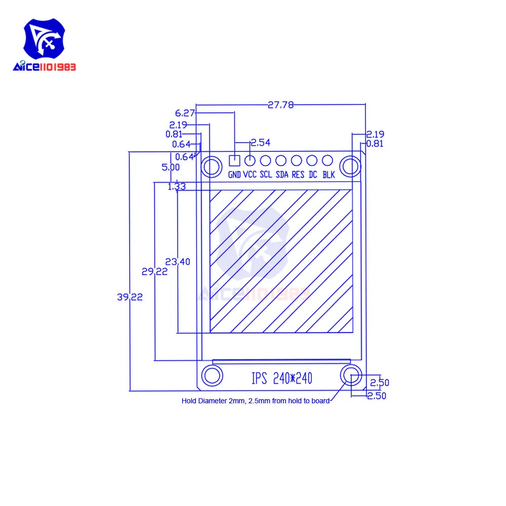 1 3 дюймовый TFT ЖК экран diymore модуль дисплея 240240 IPS полноцветный 7Pin интерфейс SPI ST7789