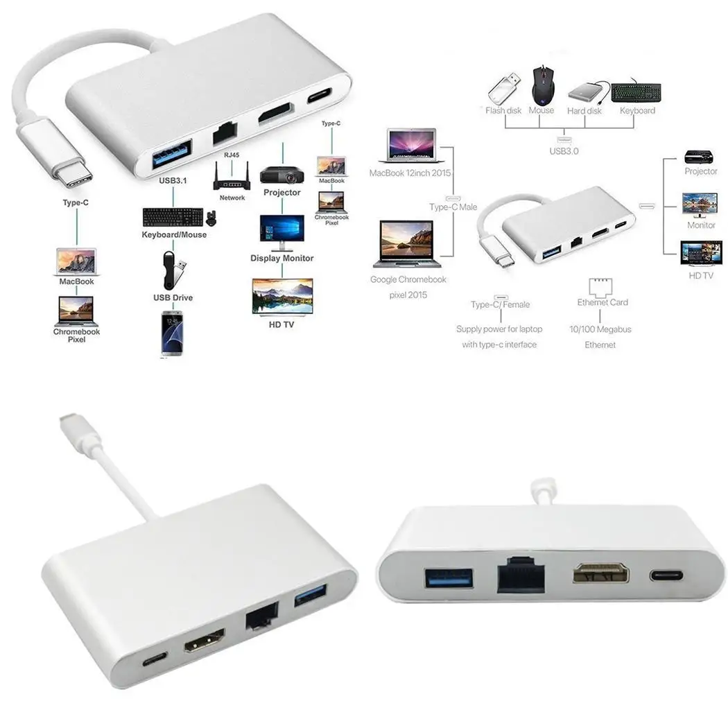Type C в HD 4 1 PD блок питания USB 3 (режим DP) 76g мульти одном конвертер USB3.1/F + HD/F USB3.0x1