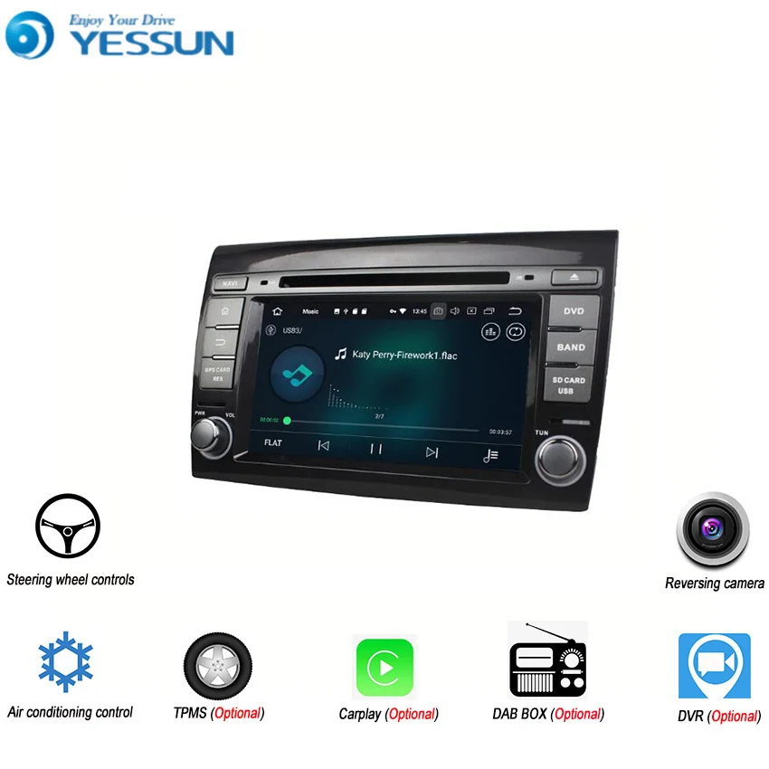 Sale YESSUN Android 8.0 4G RAM Touch Screen DVD For Fiat Bravo 2007~2012 Car Navigation GPS Multimedia Player mirror link Autoradio 1
