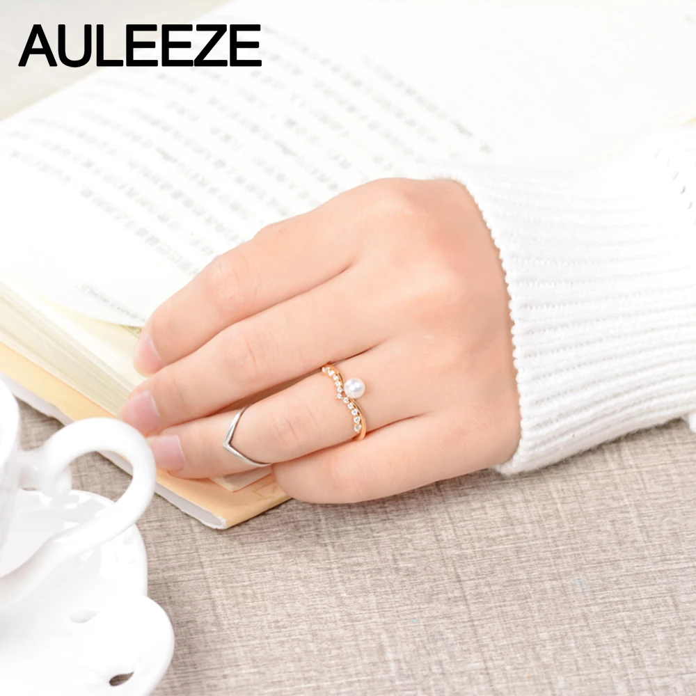 Женское кольцо с жемчугом диаметром 5 мм желтое золото 18 К|ring for|rings for womengold natural |
