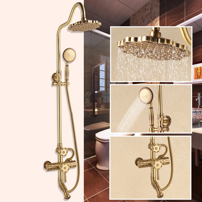 

High-end Bathroom Shower Faucet Set Rainfall 8"Shower Head Wall Mount One Handle with Tub Spout Bath Shower Mixer Taps