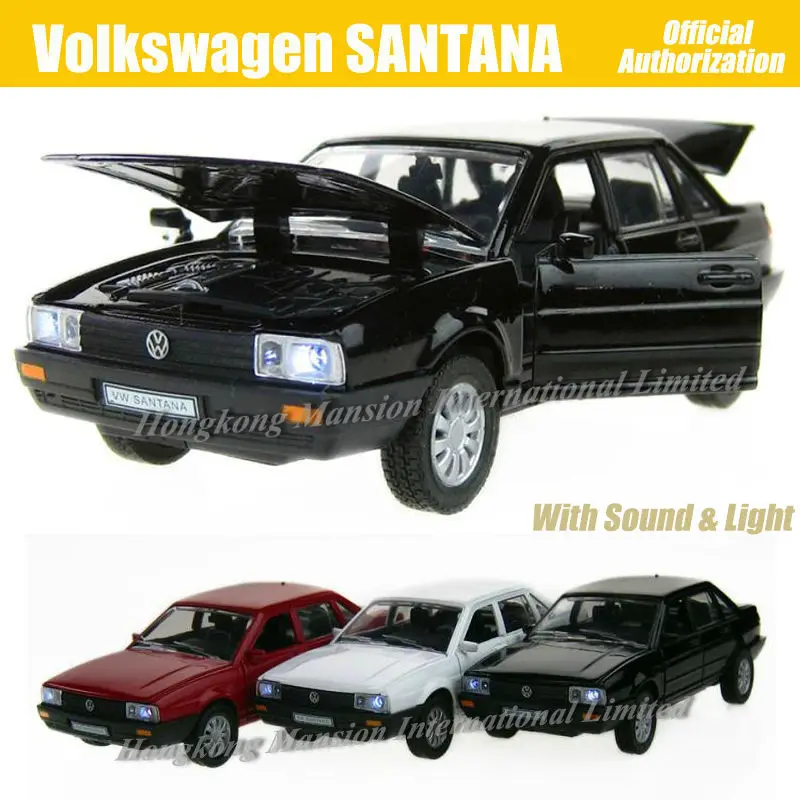 1:32 Масштаб литая под давлением металлическая модель автомобиля для TheVolks wgen SANTANA Коллекционная модель автомобиля игрушка со звуком и светильник