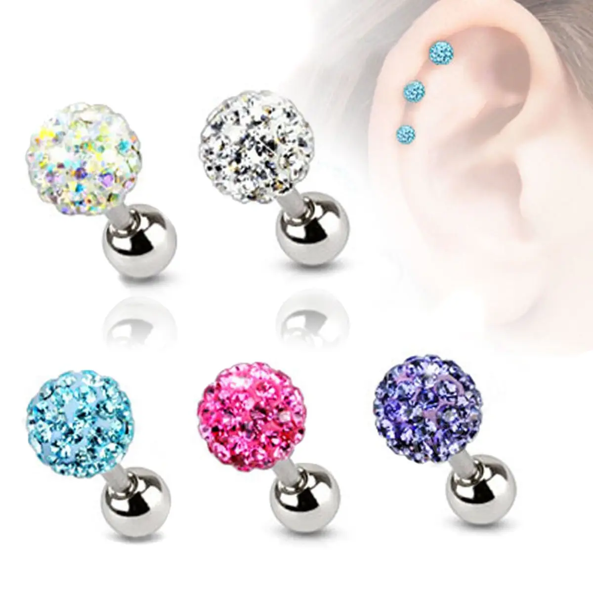 Crystal Gem Shambhala Specials titanium steel earrings Austria ear bone