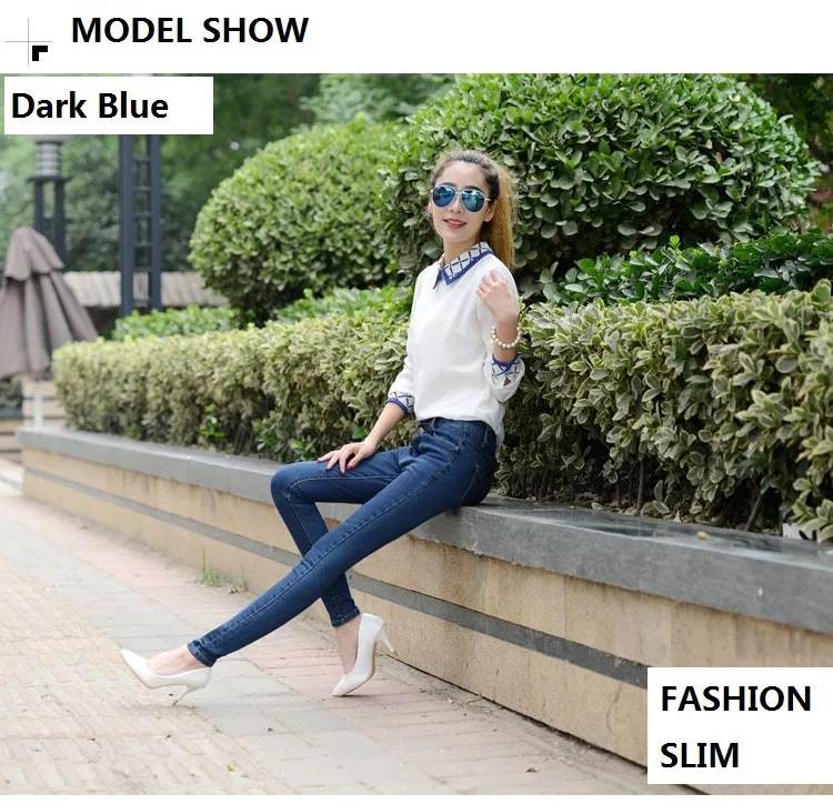 Новые поступления Белый Высокая талия для женщин женские джинсовые брюки корейский Тонкий приталенные Стрейчевые штаны брюки для девочек джинсовые штаны мотобрюки