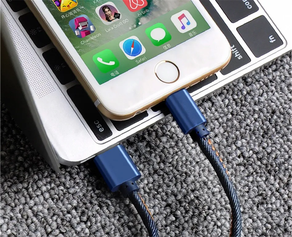 NOHON Cowboy Braided USB Charger Gold-plated Plug Fast Charge Adapter Data Cable Micro USB Cable For Iphone 5 6 7 8 Plus X 10 1m (13)